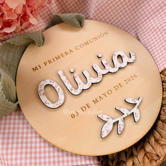 Placa de madera circular