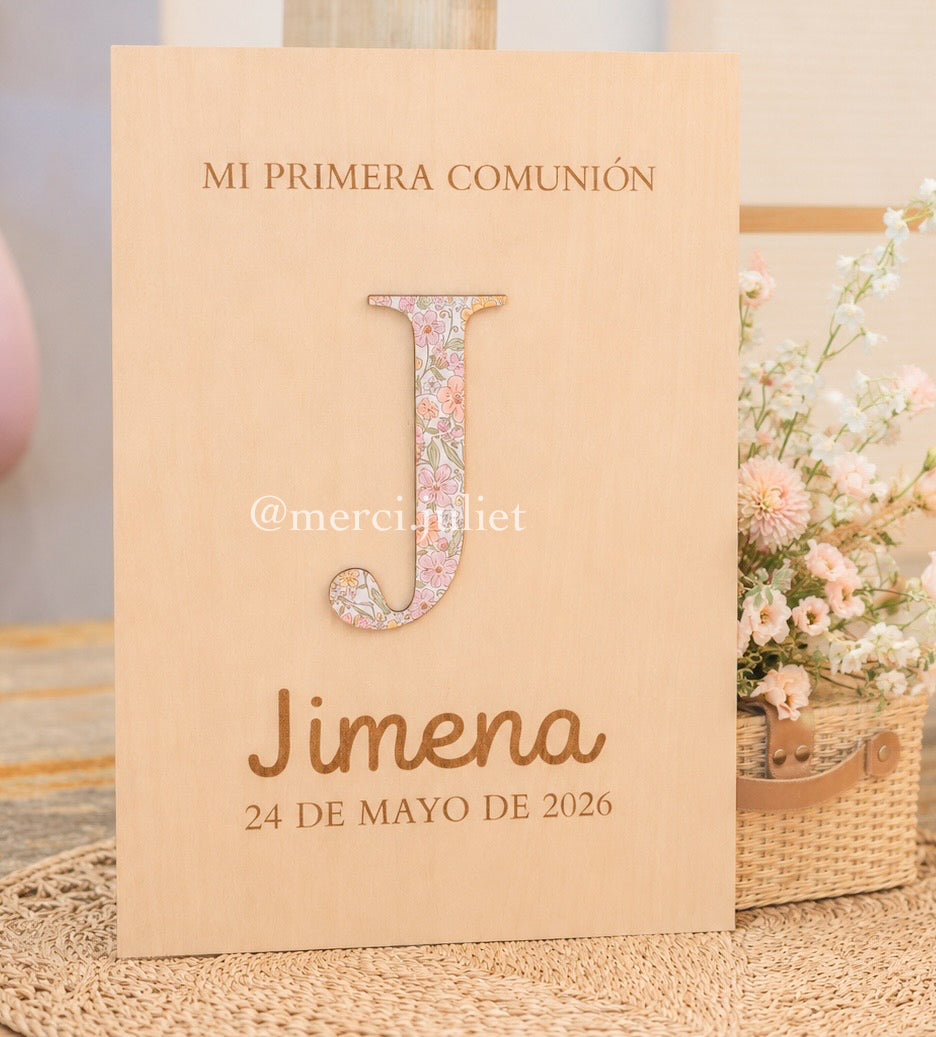 Cartel de Bienvenida en madera