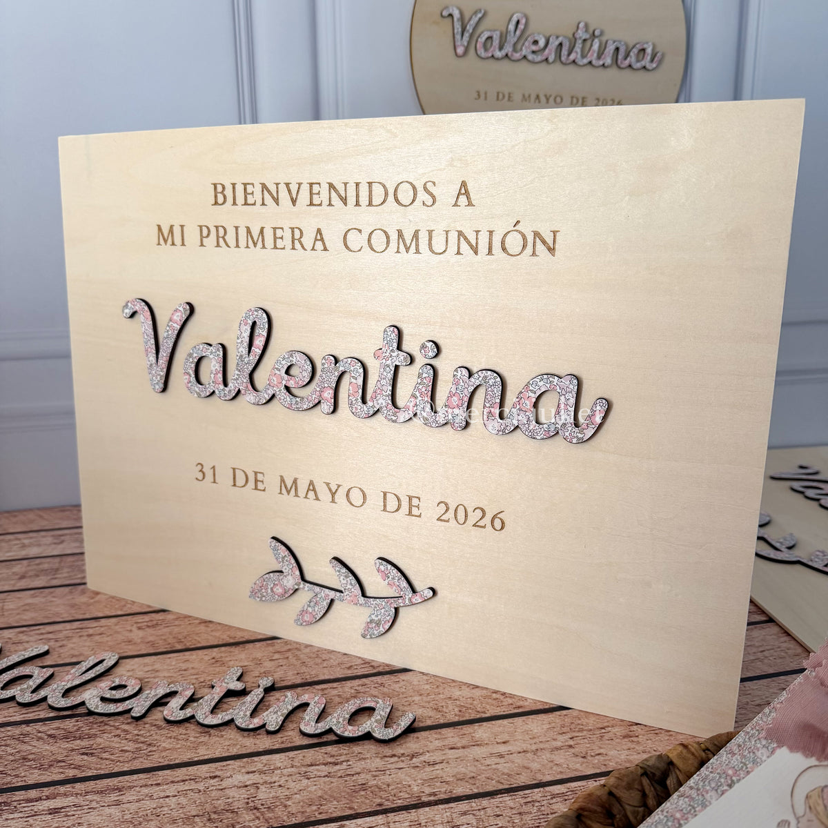 Cartel de Bienvenida en madera