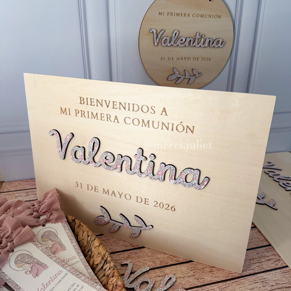 Cartel de Bienvenida en madera